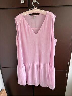 EUC H&M Light Pink V-Neck Sleeveless pleated Tunic Dress size XL